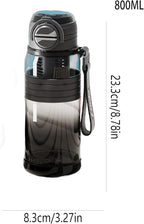 Fitness Water Bottle, 800ml Drinking Straw Cup, Beverage Container with Tea Filter, Portable Hydration Tool Category, Home Running Hiking for Camping Outdoor Travel School Cycling Indoor Use