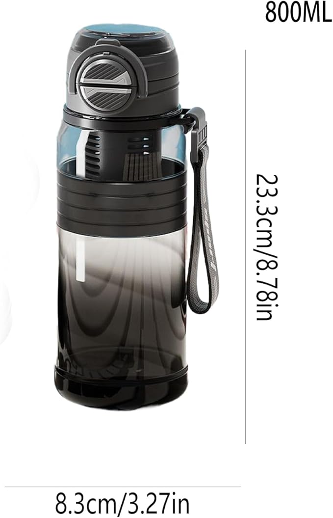 Fitness Water Bottle, 800ml Drinking Straw Cup, Beverage Container with Tea Filter, Portable Hydration Tool Category, Home Running Hiking for Camping Outdoor Travel School Cycling Indoor Use