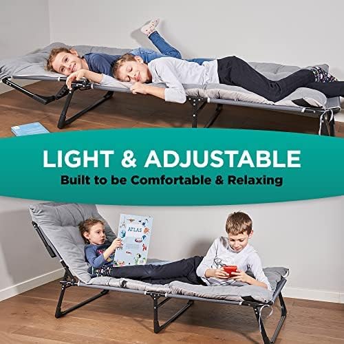 ZONETECH Folding Cot & Pad Mattress 4 Position Adjustable Portable, Premium Quality for Adult and Kids-Perfect for Camping, Travel, Patio, Beach, Indoor & Outdoor Activity (4-Pack)