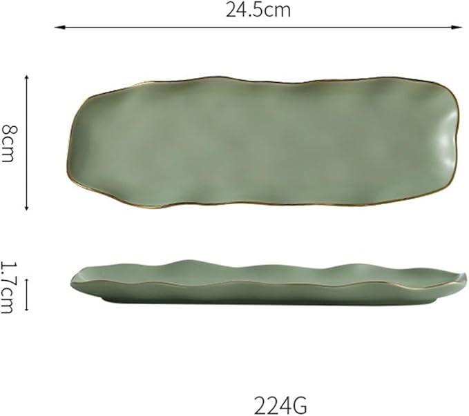 Camping Plates Pure Color Ceramic Rectangular Plate Home Kitchen Irregular Plate Sushi Plate Dessert Pastry Plate Tableware Decorative Plate(A,Medium)