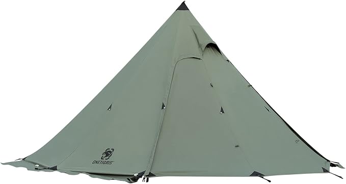OneTigris Northgaze Canvas Hot Tent with Stove Jack, Windproof, Fire Retardant, Durable 4 Season Camping Pyramid Teepee Tent for 2~4 Person