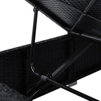 Folding Camping Chairs Folding Beach chairSun Lounger with Cushion and Tea Table Poly Rattan BlackSuitable for Gardens, courtyards, and patios