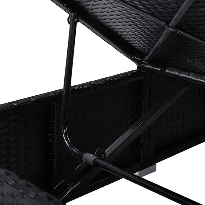 Folding Camping Chairs Folding Beach chairSun Lounger with Cushion and Tea Table Poly Rattan BlackSuitable for Gardens, courtyards, and patios