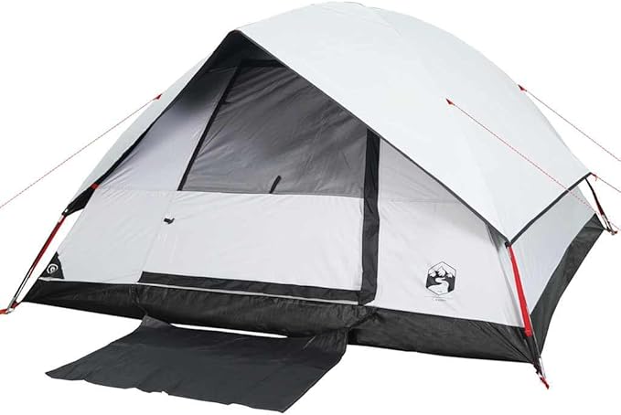 vidaXL Family Tent Dome 6-Person White Blackout Fabric Waterproof