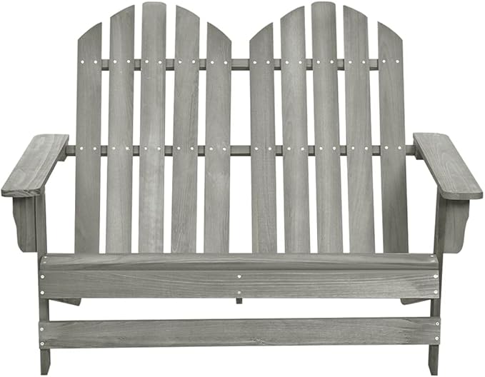 2-Seater Patio Adirondack Chair,Outdoor Chairs,Leisure Chair,Reception Chair,Garden Chair,Decorative Chair,Camping Chair,Conversation Chair,for Patio,Balcony,Party,Solid Wood Fir Gray