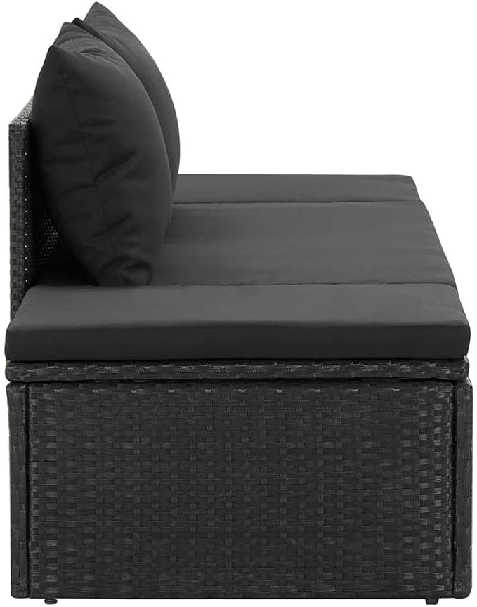 Camp Chair Lawn Chair Outside chairsSun Bed with Cushions Poly Rattan BlackSuitable for Gardens, courtyards, and patios