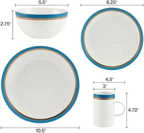 16-Piece Dinnerware Set Round Tableware Set pf Plates Dinner Sets Dish Plate Ceramic Dishes to Eat Food