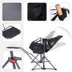 Nice C Hammock Camping Chair, Camping Chair Rocker, Swinging Chair, High Back with Stand, Cup Holder, Side Pocket, Heavy Duty (2, Black w/footrest)
