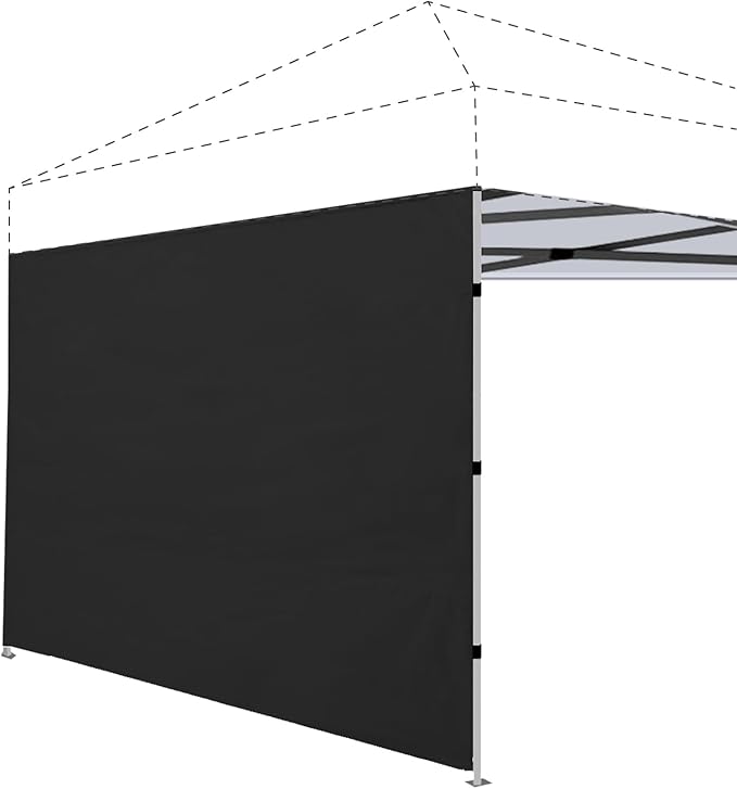 Joramoy Instant Canopy Sunwall 10×10 for Pop Up Canopy, Waterproof, UV Protection Canopy Sidewall, 1 Pack Straight Leg Canopy Side Panels Only（10×10, Black)
