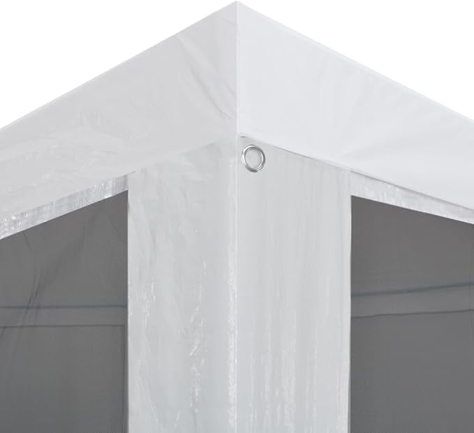 Large Party Tent with Powder-Coated Steel Frame in White and Black, 4 Mesh Sidewalls for Outdoor Events, Spacious 13ft x 10ft Shelter for Weddings and BBQs, Durable and Easy