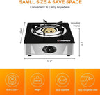 Camplux Propane Stove with Auto Ignition, Single Burner Propane Stoves 9,500 BTU, Tempered Glass Gas Cooktop