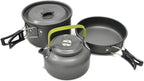 Light Aluminum Alloy Camping Cookware Utensils Outdoor Cooking Teapot Picnic Tableware Kettle Pot Frying Pan 3pcs/Set