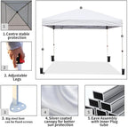 Northroad 10x10ft Pop Up Canopy, Popup Outdoor Canopy Tent with Wheeled Carrying Bag,Portable Gazebo Shelter for Patio,Deck,Garden,Beach（White）