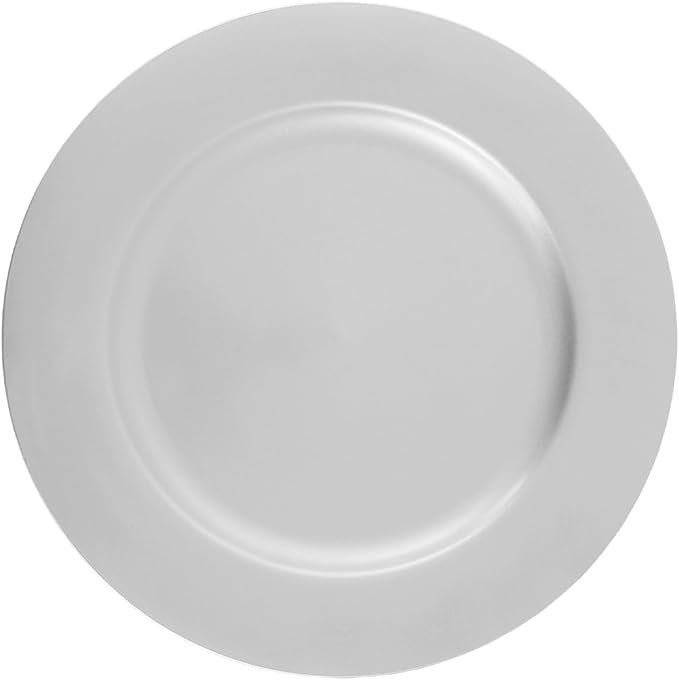 100 Pcs Charger Plates Bulk, 13 Inch Round Charger Plates Set, Table Decoration Dinner Tray for Wedding Party Baby Shower (Silver)
