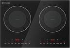 Empava Double/Dual Induction Cooktop 2 Burner, Shatter-proof Flat Glass Top, 18 Levels from 120°F to 460°F, 3 Preset Mode, Bulit-in/Countertop, 110~120 Volt Plug in Electric Stove for Kitchen, RV