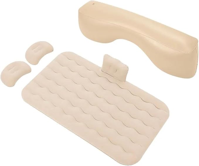 Camping Inflatable Mattress, Car Inflatable Bed, Automatic Pump Air Mattress, Portable Sleeping Mat, Long-Distance Travel Comfort Accessories (Beige)