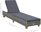 Beach Chair Camping Chairs Patio Furniture Outdoor Chairs Sunbed with Cushion Poly Rattan Gray for Patio, Poolside
