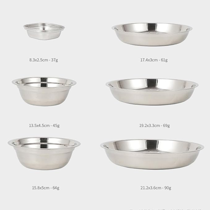 Portable Camping Tableware Stainless Steel Plates Bowls for Hiking Picnic Outdoor Use with Mesh Bag for Easy Cleaning and Drying