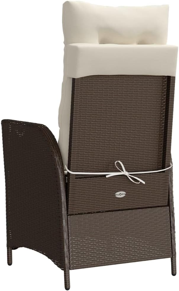Reclining Patio Chair with Cushions Brown Poly Rattan Porch Chairs Camping Chairs Patio Chairs Living Room Chairs for Dining Patio Bedroom Outdoor