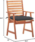 Patio Dining Chairs 2 pcs,Lawn Chair,Camping Chair,Garden Chair,Featuring Slatted Design,Waterproof Cushion,Each Cushion Features 2 Sets of Ropes, with Cushions Solid Acacia Wood