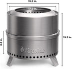 TURBRO 19 Inch Smokeless Fire Pit for Outdoor Wood Burning, Portable 304 Stainless Steel Camping Stove with Stand, Removable Ash Pan, Waterproof Storage Bag, Unique Nested Design, Pluto R19-SS, Silver
