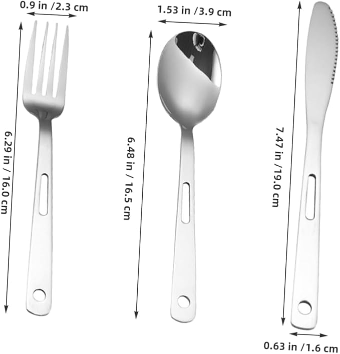 Yardwe 4sets Portable Stainless Steel Camping Cutlery Outdoor Tableware Fork Spoon and Cutter Compact Design for Easy Storage and Cleaning for Hiking and Picnics