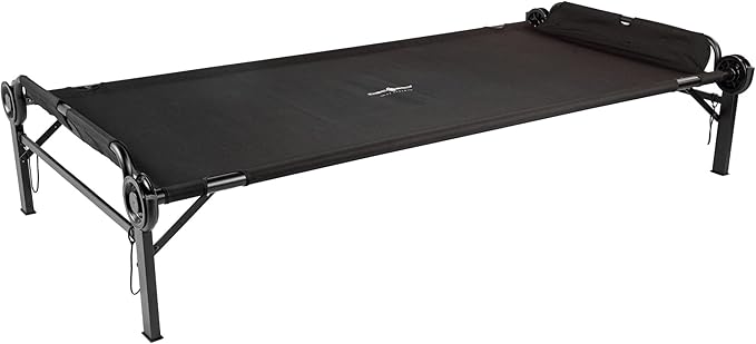 Disc-O-Bed 2XL Outdoor Modular 1 Person Single Camping Cot Portable Bed with 2 Height Options for Adults, Sleep Solution for Tents, Black