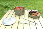 2-piece Pure Titanium Folding Pot Set, Portable Tableware, Suitable For Outdoor Camping