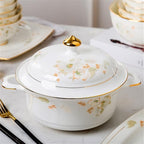 Simple Dining Plate Ceramic Tableware Set with 63 Pieces of Kitchen Dishes Combination