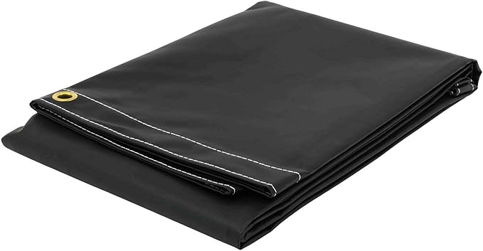 Mytee Products 8' x 10' Heavy Duty Black 18oz Vinyl Utility Tarp Waterproof, Multipurpose, Cars, Boats, Campers, Pool Cover, Tent