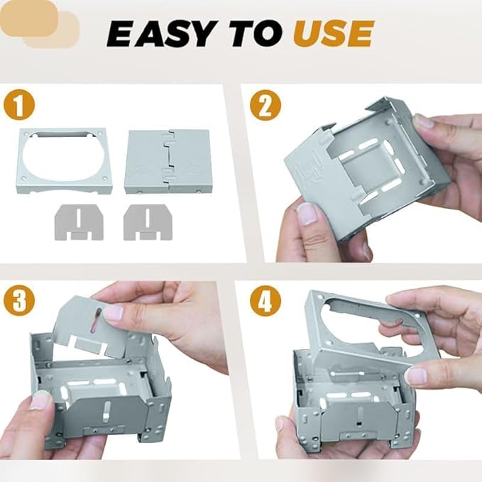 Pocket-sized Foldable Stove Set, Solid Fuel Cooking Appliance with Stable Support and Windbreak, Portable Backpacking Stove Lightweight Burner for Outdoor Travelling Camping Hiking Cooking