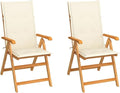 Patio Chairs 2 pcs,Outdoor Folding Chair,Lounge Chair,Portable Camping Chair,Tanning Chairs for Outside,Garden Chair,for Outdoor Patio, Campsite, or Yard, with Cream Cushions Solid Teak Wood