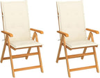 Patio Chairs 2 pcs,Outdoor Folding Chair,Lounge Chair,Portable Camping Chair,Tanning Chairs for Outside,Garden Chair,for Outdoor Patio, Campsite, or Yard, with Cream Cushions Solid Teak Wood