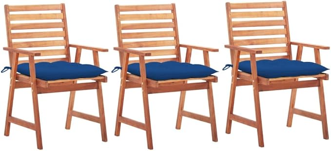 Patio Dining Chairs 3 pcs with Cushions,Outdoor Chairs,Decorative Chair,Reception Chair,Picnic Chair,Camping Chair,Breakfast Chair,Bistro Chair,for Backyard,Garden,Porch,Solid Acacia Wood