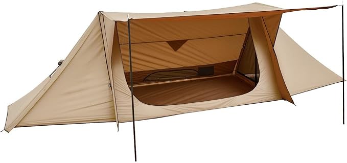 Camping Hot Tent with Stove Jack, Lightweight 4 Season Tent for 2 Persons, Waterproof with Double Layer Door & Vent, for Hiking, Fishing and Backpacking