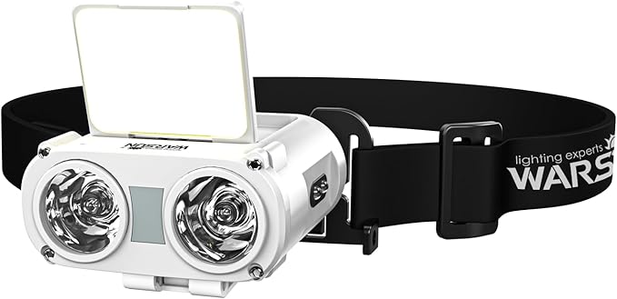 WARSUN Rechargeable Fishing Headlamp – 800 Lumens LED Headlight with 90° Adjustable COB Panel, Motion Sensor, 5 Modes, Ideal for Night Fishing, Camping, Hiking, Emergency