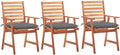 Patio Dining Chairs 3 pcs,Lawn Chair,Camping Chair,Garden Chair,Featuring Slatted Design,Waterproof Cushion,Each Cushion Features 2 Sets of Ropes, with Cushions Solid Acacia Wood