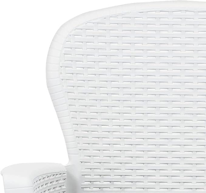 Patio Chairs ,Dining Chairs,Camping Chair,Study Chair,Coffee Chair,Beach Chair,Garden Chairs,Patio Funiture,for Deck, poolside,Camping,Beach,Campsite,2 pcs with Cushion White Plastic Rattan Look