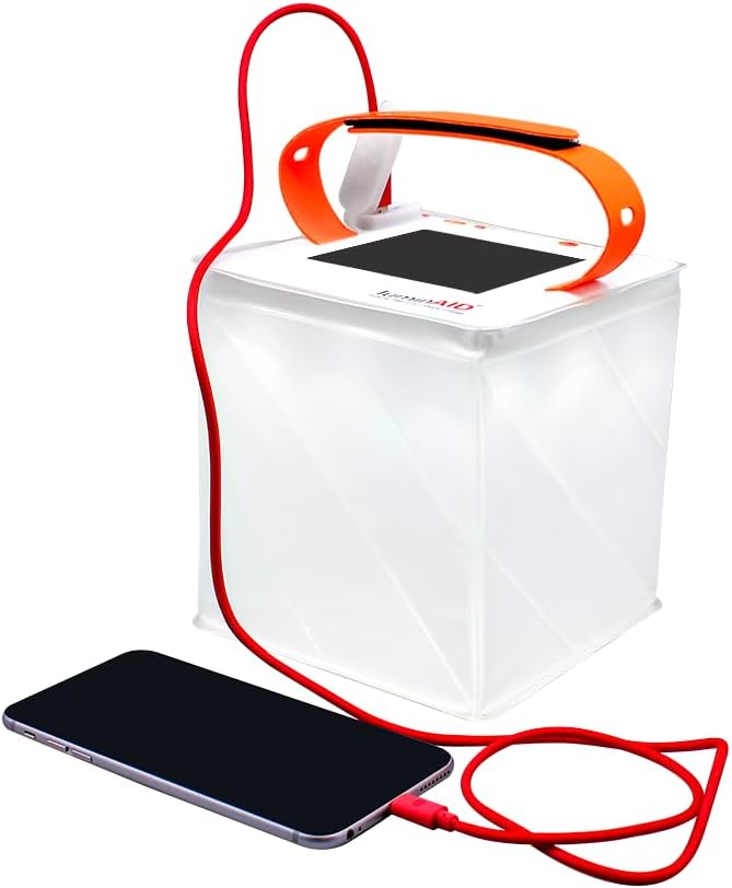 LuminAID Max Quick Inflate 2-in-1 Solar Camping Lantern and Phone Charger - Rechargeable LED Lamp for Camping, Hiking & Travel - Waterproof Emergency Light for Power Outages, Hurricane, Survival Kits