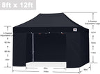 ABCCANOPY Easy Pop Up Canopy Tent with Sidewalls 8X12 Commercial -Series, Black