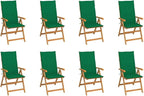 Reclining Patio Chairs with Cushions 8 pcs,Outdoor Folding Chair,Lounge Chair,Portable Camping Chair,Tanning Chairs for Outside,Garden Chair,for Outdoor Patio, Campsite, or Yard,Solid Teak Wood