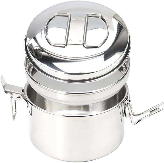 JSEIAJB Stainless Steel Lunch Box Outdoor Cooking Pots Foldable Handle Camping Cookware Bento Food Container Picnic Tableware