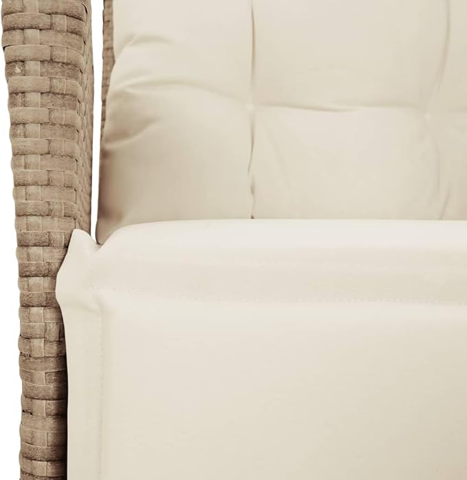 Reclining Patio Chair with Footrest Beige Poly Rattan Porch Chairs Camping Chairs Patio Chairs Living Room Chairs for Dining Patio Bedroom Outdoor