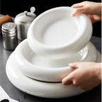 Camping Plates Dinner Plate Household Ceramic Chinese Style White Creative Cold Dish Hotel Restaurant Tableware Decorative Plate(Large)