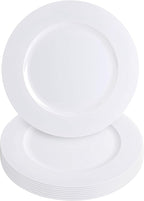 PARTY BARGAINS 13-Inch Charger Plates - 8 Pack, White, Heavy-Duty Disposable Chargers for Elegant Dining - Ideal for Weddings and Formal Events
