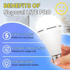 Neporal LITE PRO Battery Backup Light Bulbs, 2600mAh Rechargeable Light Bulbs, Perfect As Emergency Lights for Home Power Failure, Hurricane Prepareness Item, E26/E27