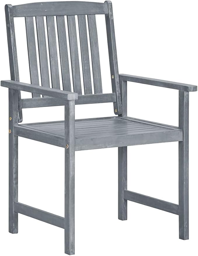 Patio Chairs with Cushions 8 pcs,Bistro Table and Chairs Outdoor,Lounge Chair,Patio Dining Chairs,Camping Chair,for Outdoor Patio, Campsite, or Yard, Solid Acacia Wood Gray