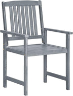 Patio Chairs with Cushions 8 pcs,Bistro Table and Chairs Outdoor,Lounge Chair,Patio Dining Chairs,Camping Chair,for Outdoor Patio, Campsite, or Yard, Solid Acacia Wood Gray