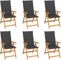 Patio Chairs 6 pcs,Outdoor Folding Chair,Lounge Chair,Portable Camping Chair,Tanning Chairs for Outside,Garden Chair,for Outdoor Patio, Campsite, or Yard, with Anthracite Cushions Solid Teak Wood