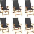 Patio Chairs 6 pcs,Outdoor Folding Chair,Lounge Chair,Portable Camping Chair,Tanning Chairs for Outside,Garden Chair,for Outdoor Patio, Campsite, or Yard, with Anthracite Cushions Solid Teak Wood
